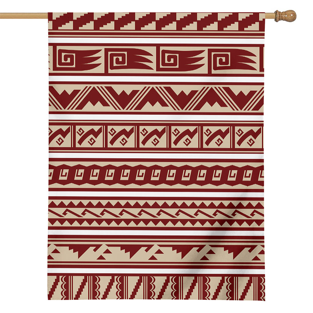 Red And Beige Southwestern Pattern Print House Flag