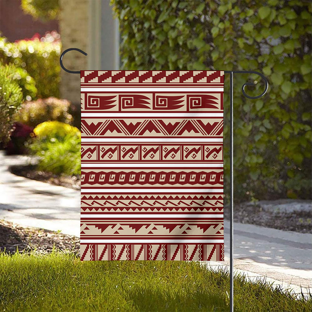 Red And Beige Southwestern Pattern Print House Flag