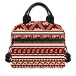 Red And Beige Southwestern Pattern Print Insulated Lunch Bag
