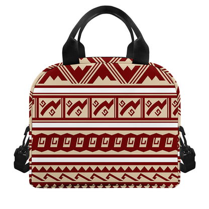 Red And Beige Southwestern Pattern Print Insulated Lunch Bag