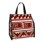 Red And Beige Southwestern Pattern Print Insulated Lunch Tote