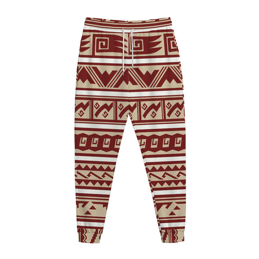 Red And Beige Southwestern Pattern Print Jogger Pants