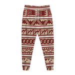 Red And Beige Southwestern Pattern Print Jogger Pants