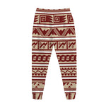 Red And Beige Southwestern Pattern Print Jogger Pants