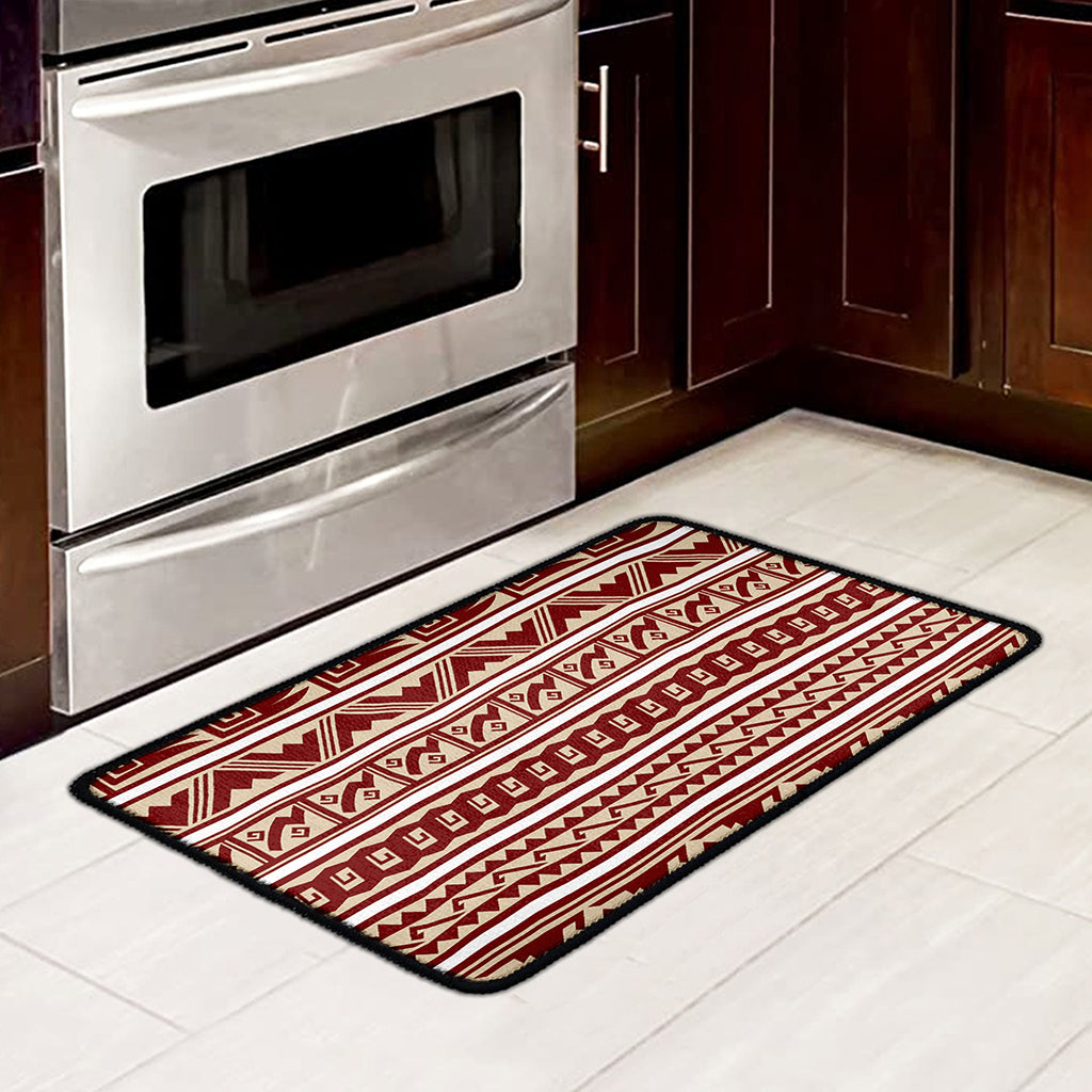 Red And Beige Southwestern Pattern Print Kitchen Mat