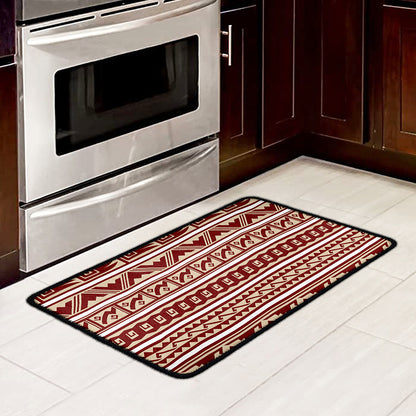 Red And Beige Southwestern Pattern Print Kitchen Mat