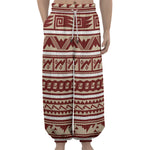 Red And Beige Southwestern Pattern Print Lantern Pants