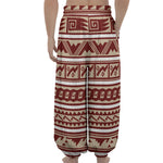 Red And Beige Southwestern Pattern Print Lantern Pants