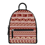 Red And Beige Southwestern Pattern Print Leather Backpack