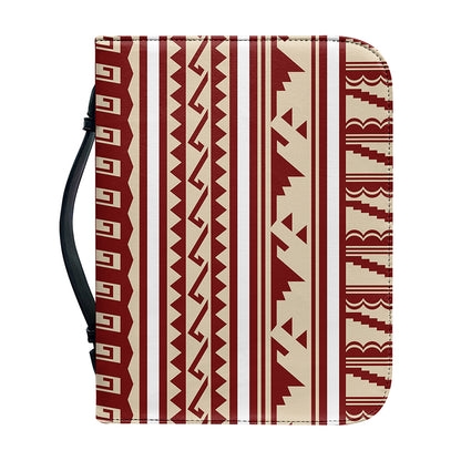 Red And Beige Southwestern Pattern Print Leather Bible Cover