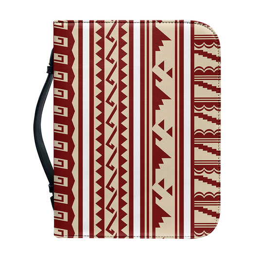 Red And Beige Southwestern Pattern Print Leather Bible Cover