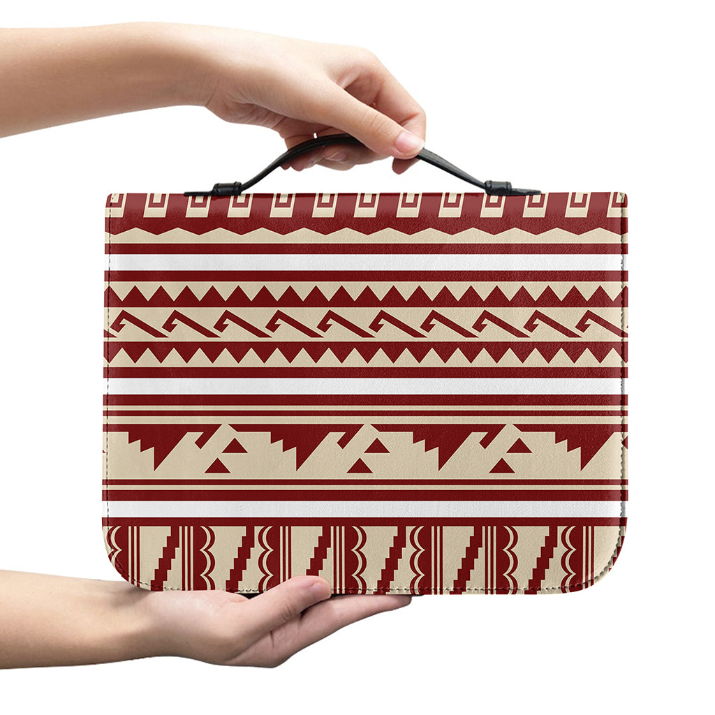 Red And Beige Southwestern Pattern Print Leather Bible Cover
