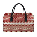 Red And Beige Southwestern Pattern Print Leather Duffel Bag
