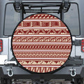 Red And Beige Southwestern Pattern Print Leather Spare Tire Cover
