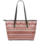 Red And Beige Southwestern Pattern Print Leather Tote Bag