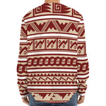 Red And Beige Southwestern Pattern Print Long Sleeve Baseball Jersey