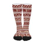 Red And Beige Southwestern Pattern Print Long Socks