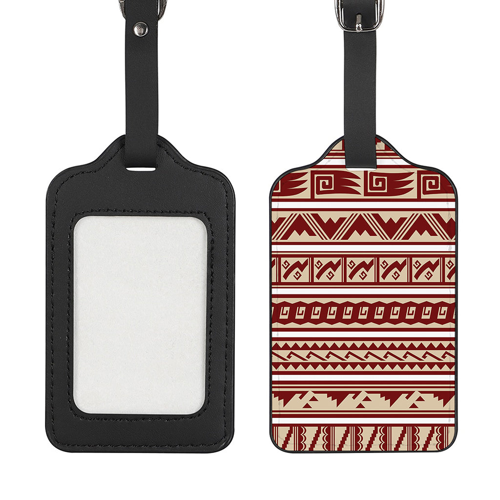 Red And Beige Southwestern Pattern Print Luggage Tag