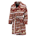 Red And Beige Southwestern Pattern Print Men's Bathrobe
