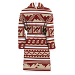 Red And Beige Southwestern Pattern Print Men's Bathrobe