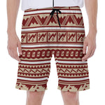 Red And Beige Southwestern Pattern Print Men's Beach Shorts