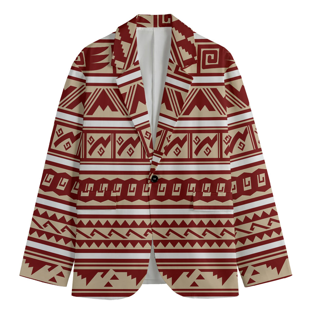 Red And Beige Southwestern Pattern Print Men's Blazer