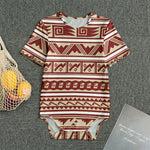 Red And Beige Southwestern Pattern Print Men's Bodysuit