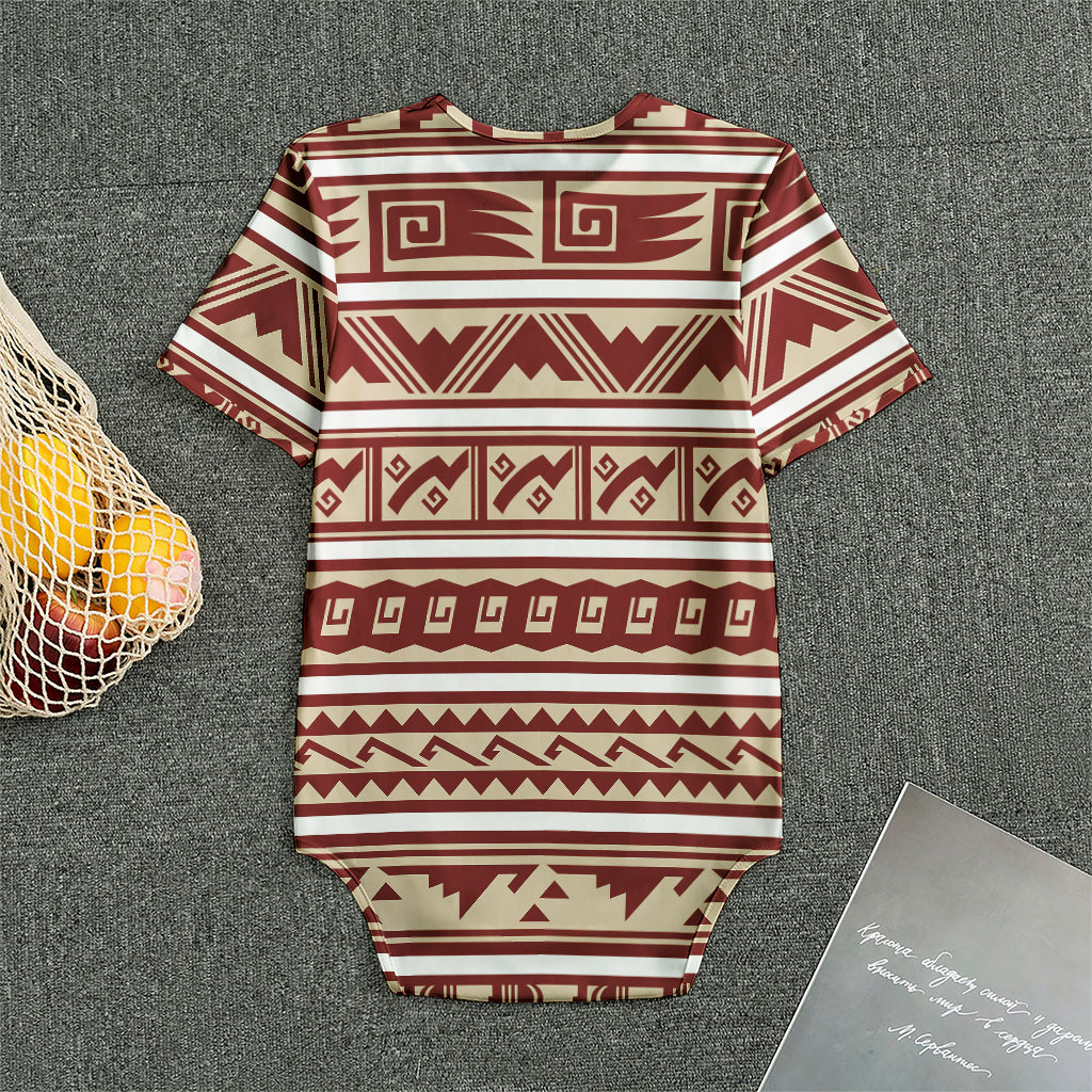 Red And Beige Southwestern Pattern Print Men's Bodysuit