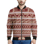 Red And Beige Southwestern Pattern Print Men's Bomber Jacket