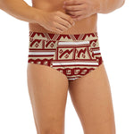 Red And Beige Southwestern Pattern Print Men's Briefs