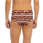 Red And Beige Southwestern Pattern Print Men's Briefs