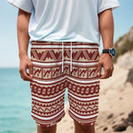 Red And Beige Southwestern Pattern Print Men's Cargo Shorts