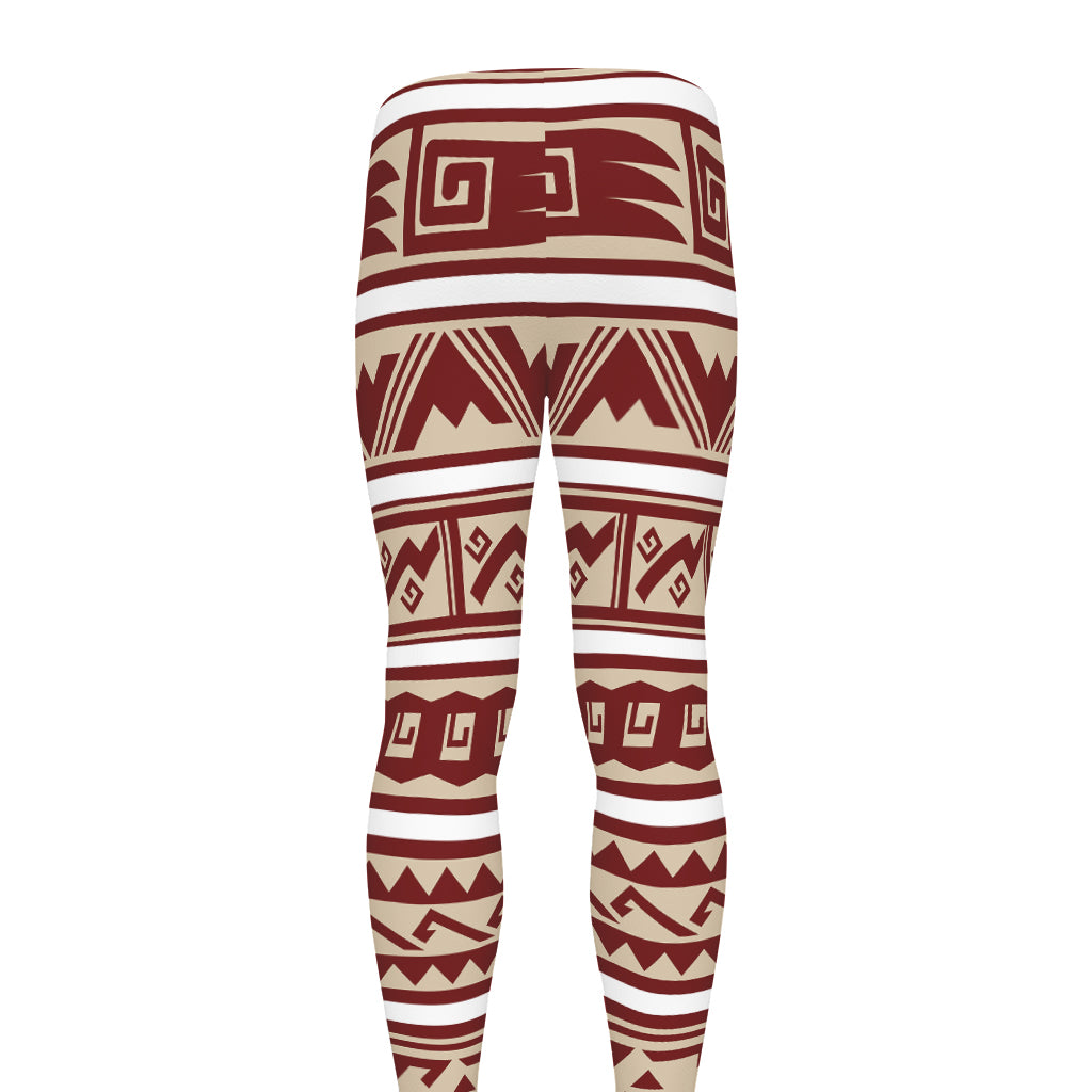 Red And Beige Southwestern Pattern Print Men's leggings