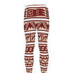 Red And Beige Southwestern Pattern Print Men's leggings