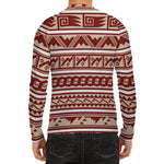 Red And Beige Southwestern Pattern Print Men's Long Sleeve Rash Guard