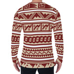 Red And Beige Southwestern Pattern Print Men's Long Sleeve T-Shirt