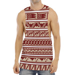 Red And Beige Southwestern Pattern Print Men's Muscle Tank Top