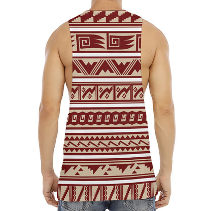 Red And Beige Southwestern Pattern Print Men's Muscle Tank Top