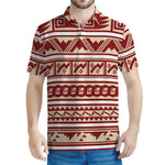 Red And Beige Southwestern Pattern Print Men's Polo Shirt