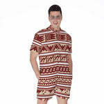 Red And Beige Southwestern Pattern Print Men's Rompers