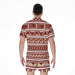 Red And Beige Southwestern Pattern Print Men's Rompers