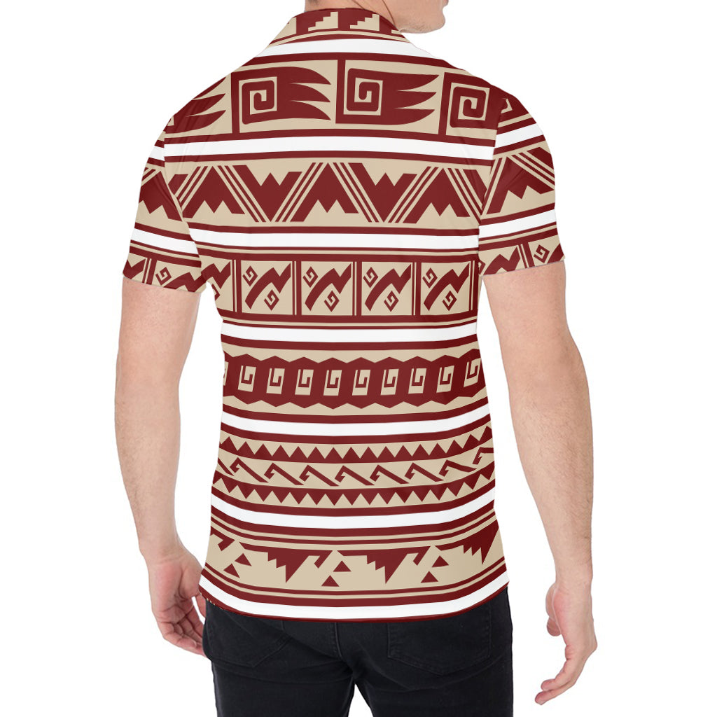 Red And Beige Southwestern Pattern Print Men's Shirt