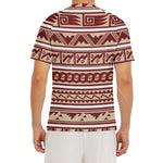 Red And Beige Southwestern Pattern Print Men's Short Sleeve Rash Guard