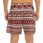 Red And Beige Southwestern Pattern Print Men's Split Running Shorts