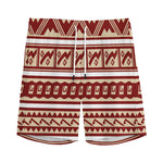 Red And Beige Southwestern Pattern Print Men's Sports Shorts