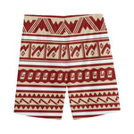 Red And Beige Southwestern Pattern Print Men's Sports Shorts