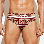 Red And Beige Southwestern Pattern Print Men's Swim Briefs