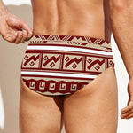 Red And Beige Southwestern Pattern Print Men's Swim Briefs