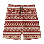 Red And Beige Southwestern Pattern Print Men's Swim Trunks