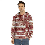 Red And Beige Southwestern Pattern Print Men's Velvet Pullover Hoodie